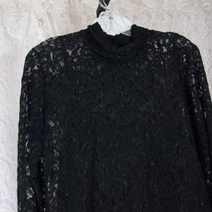 Nicole Miller Black Stretch Lace Top Blouse Cami Set NWOT